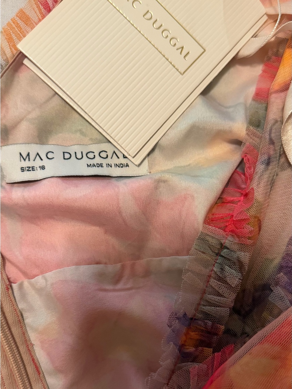 Mac Duggal Floral Tiered Maxi Dress Sz 16 - Picture 6 of 9